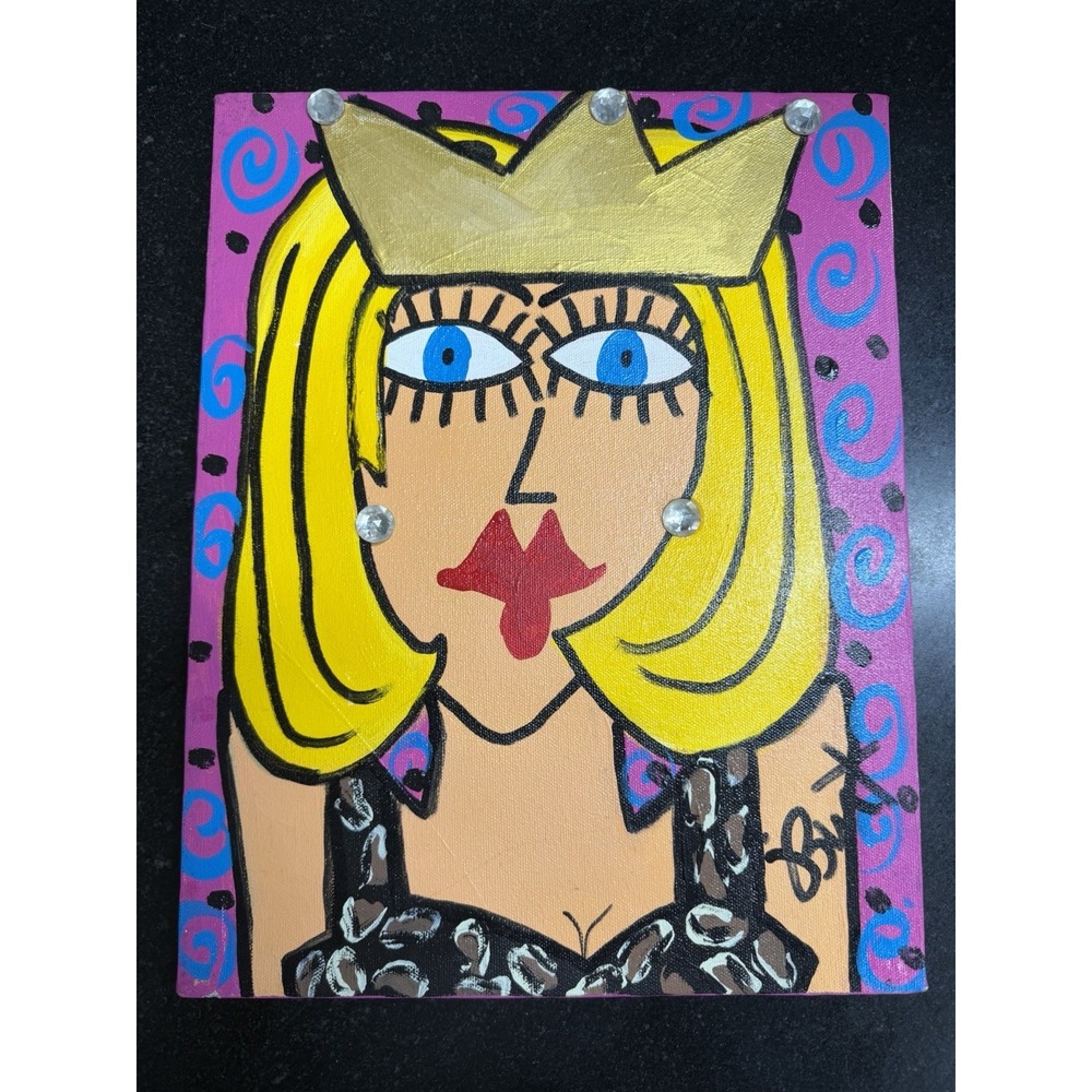 Original Jules Burt Canvas Painting 11x14 Glamour Queen Pop Art Signed Friends